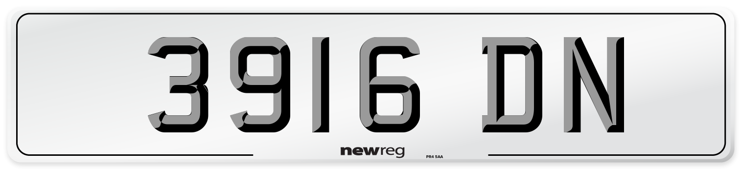 3916 DN Number Plate from New Reg